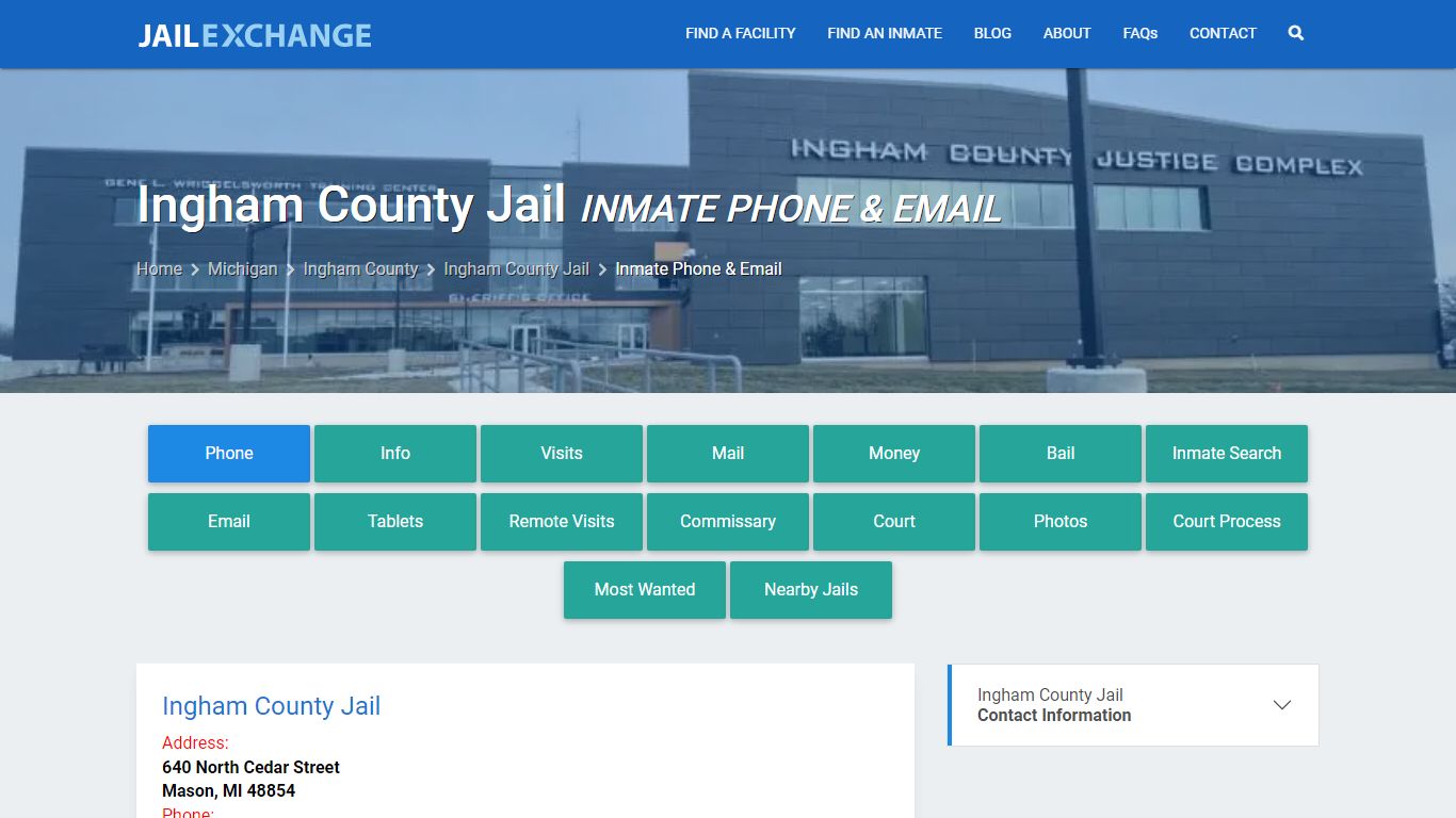 Inmate Phone - Ingham County Jail, MI - Jail Exchange
